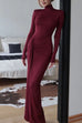 Margovil Turtleneck Ruched High Slit Maxi Party Dress