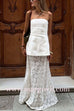 Margovil Elastic WaistBand Lace Hollow Out Maxi Skirt