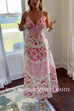 Margovil V Neck Floral Print Splice Ruffle Tiered Maxi Cami Dress