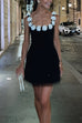 Margovil 3D Floral Neck Backless Mini Cami Dress