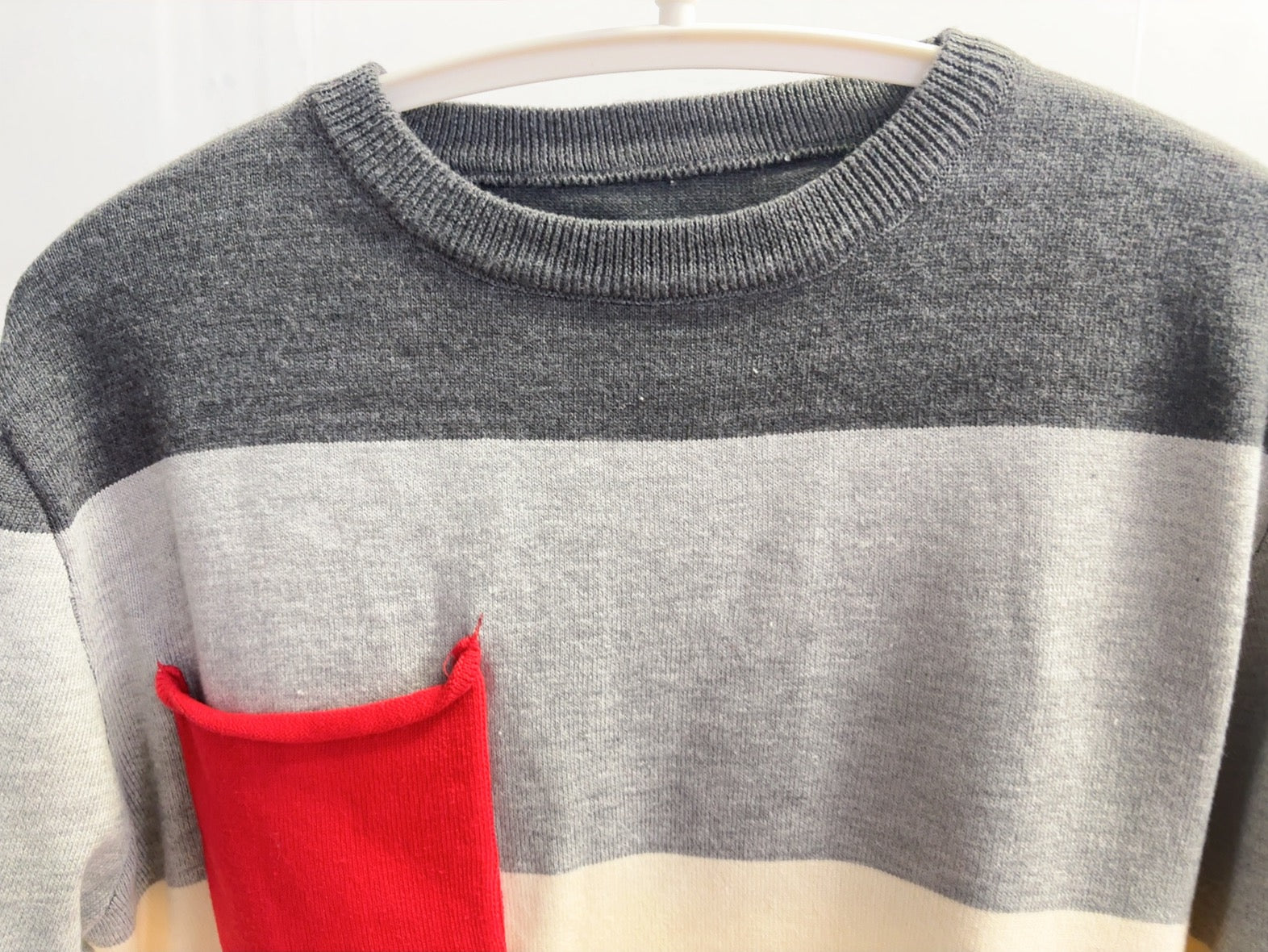 Margovil Color Block Pocket Casual Striped Sweater