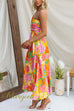 One Shoulder Waisted Floral Print Swing Maxi Holiday Dress