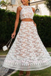 Margovil Palm Trees Embroidery Pocketed Swing Maxi Skirt