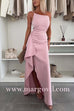 One Shoulder Draped Slit Maxi Cami Dress