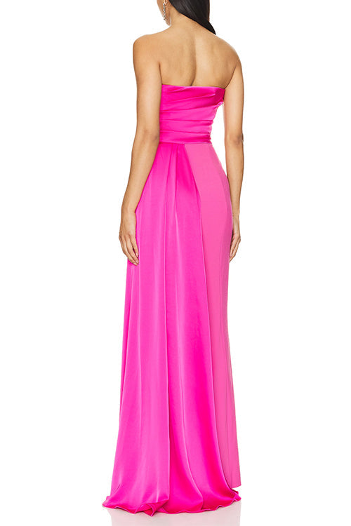 Elegant Strapless Tube Patchwork Maxi Party Dress