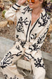 Margovil Long Sleeves Button Up Reef Print Satin Shirt