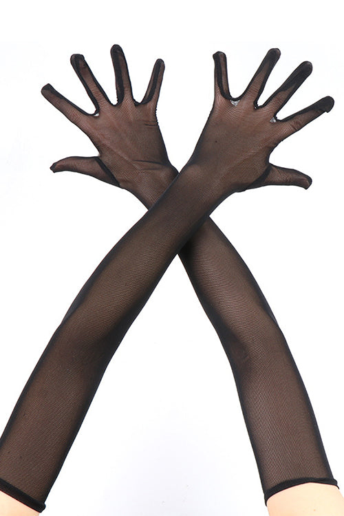 Margovil Over Elbow Length Lace Sheer Gloves