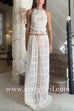 Frilled Halter Backless Crop Top Drawstring Waist Maxi Skirt Set