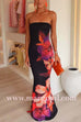 Strapless Tube Bodycon Floral Maxi Dress