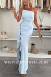 One Shoulder Draped Slit Maxi Cami Dress