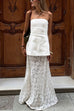 Margovil Elastic WaistBand Lace Hollow Out Maxi Skirt