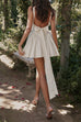 Margovil Square Neck Bow Knot Backless Mini Dress