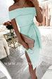 Margovil Off Shoulder Tie Waist Side Split Dress