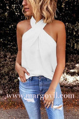 23% OFF Margovil Criss Cross Halter Sleeveless Top