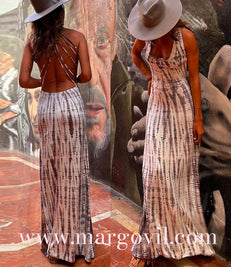 Margovil Criss Cross Open Back Tie Dye Maxi Dress(6 Colors Available)