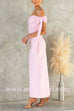 Off Should Bow Knot Slit Maxi Party Dress