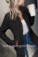 Margovil Stand Notch Collar Open Front Slim Fit Jacket