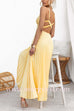 V Neck Backless Cut Out Pleated Maxi Cami Dress