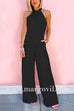 Sleeveless Halter Waisted Wide Leg Jumpsuit