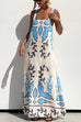 Margovil Square Neck Tie Knot Backless Printed Maxi Cami Dress