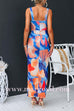 High Slit Waisted Floral Print Maxi Cami Dress
