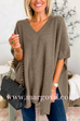 10 Colors V Neck Loose Fit Solid Poncho Sweater