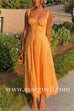 Margovil Drawstring Neck Slit Bustier Midi Cami Dress