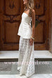 Margovil Elastic WaistBand Lace Hollow Out Maxi Skirt