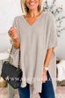 Chicest V Neck Loose Fit Solid Poncho Sweater