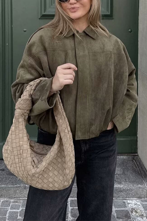 Margovil Lapel Zip Up Trendy Bomber Jacket