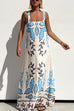 Margovil Square Neck Tie Knot Backless Printed Maxi Cami Dress
