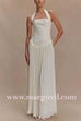 Halter Sleeveless Pleated Splice Maxi Dress