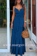 Margovil Buttons V Neck Sleeveless Tie Waist Maxi Swing Dress