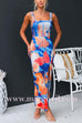High Slit Waisted Floral Print Maxi Cami Dress