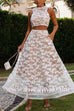 Margovil Palm Trees Embroidery Pocketed Swing Maxi Skirt