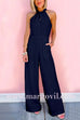 Sleeveless Halter Waisted Wide Leg Jumpsuit
