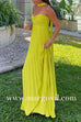 Margovil Strapless Back Lace-up Pleated Maxi Dress
