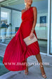 Margovil One Shoulder Cut Out Waist Irregular Pleated Party Dress
