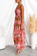 One Shoulder High Waist Floral Print Maxi Swing Dress