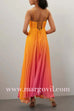 Spaghetti Strap Back Lace-up Gradient Pleated Maxi Dress