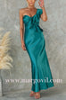 Ruffle One Shoulder Sleeveless Maxi Satin Dress