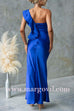 Ruffle One Shoulder Satin Maxi Party Dress