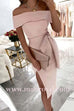Margovil Off Shoulder Tie Waist Side Split Dress