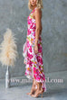 Halter Sleeveless Ruffle Hem Slit Floral Print Maxi Dress