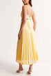 7 Colors Chicest V Neck Cut Out Waist Sleeveless Pleated Maxi Dress