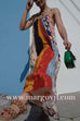 Scoop Neck Color Block Floral Print Ruffle Maxi Cami Dress