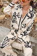 Margovil Long Sleeves Button Up Reef Print Satin Shirt