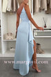 One Shoulder Draped Slit Maxi Cami Dress