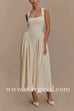 Margovil Elegant Square Neck Sleeveless Flowy Maxi Dress