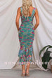 Margovil Mesh Overlay Ruched Floral Bodycon Midi Cami Dress